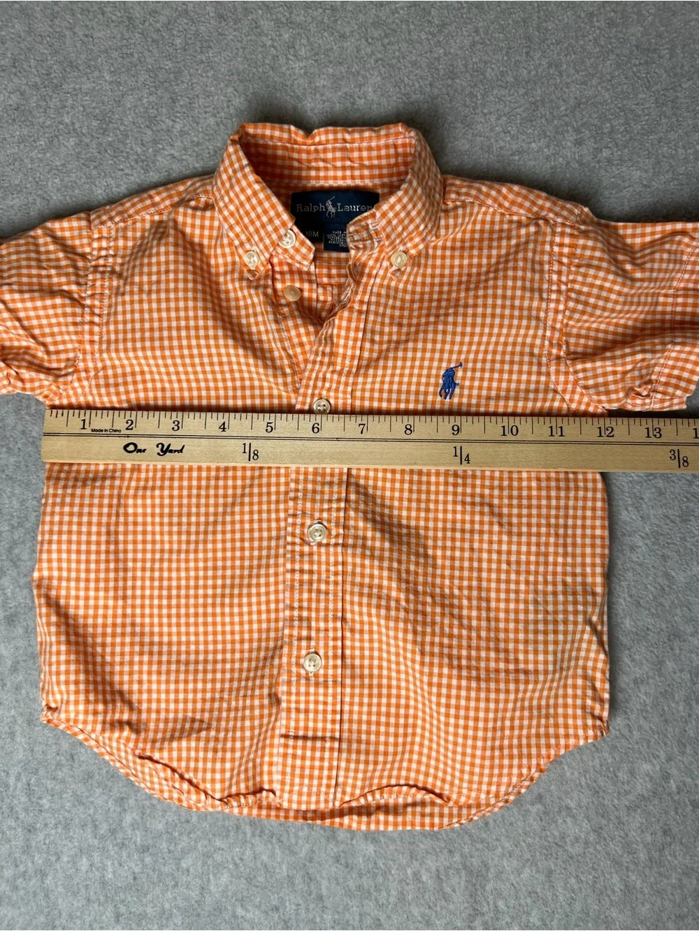 Ralph Lauren Orange Gingham Button-Down Shirt Boys 18M
